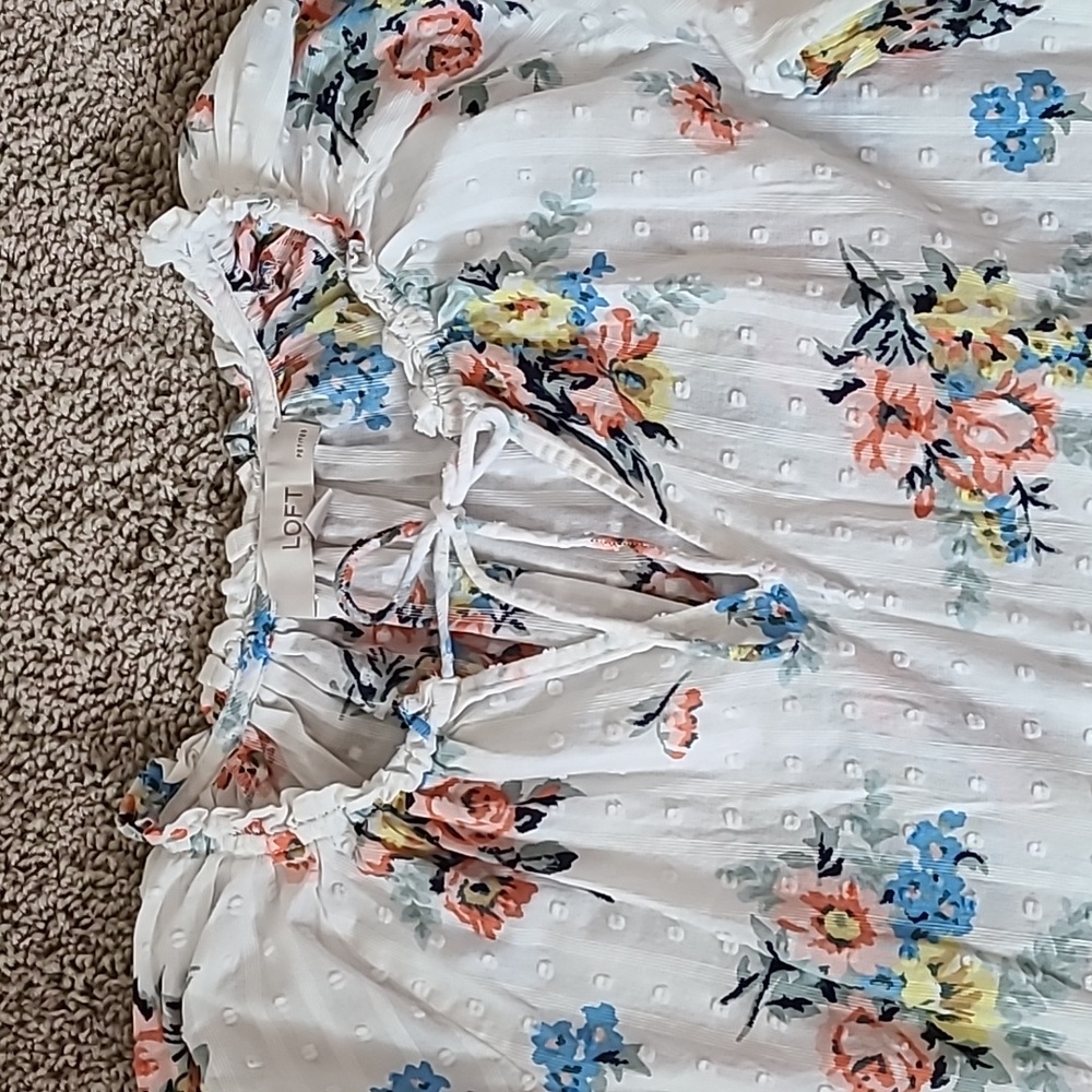Floral Tie Neck 3/4 Sleeve Blouse- PXS Loft - Picture 2 of 14